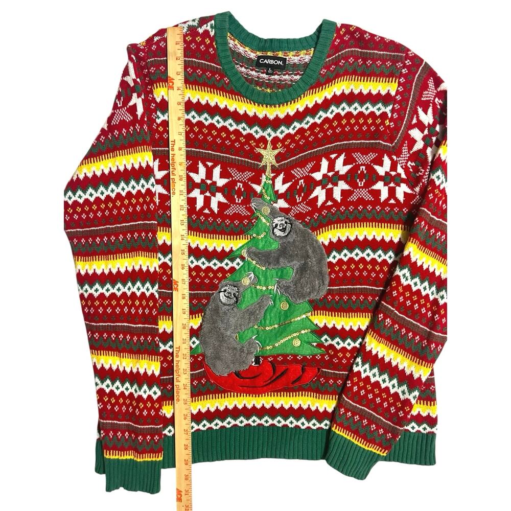 Christmas Ugly Sweater Sloth Tree Unisex Embroidered Holiday Party Size Large - Picture 8 of 9
